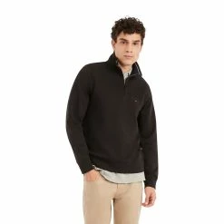 Men's Tommy Hilfiger Logo Quarter-Zip Top -Cheap Mens Casual Outdoor Clothing Store 5090444 Dark Sable