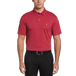 Men's Jack Nicklaus StayDri Regular-Fit Textured Solid Golf Polo -Cheap Mens Casual Outdoor Clothing Store 5119927 Red Bud