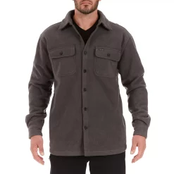 Men's Smith's Workwear Sherpa-Lined Fleece Shirt Jacket -Cheap Mens Casual Outdoor Clothing Store 5156349 Dark Grey