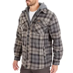 Men's Smith's Workwear Plaid Sherpa-Lined Microfleece Hooded Shirt Jacket -Cheap Mens Casual Outdoor Clothing Store 5156351 ALT2