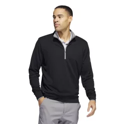 Men's adidas Regular-Fit Performance Quarter-Zip Golf Pullover Top -Cheap Mens Casual Outdoor Clothing Store 5166670 Black