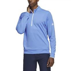 Men's adidas Regular-Fit Performance Quarter-Zip Golf Pullover Top -Cheap Mens Casual Outdoor Clothing Store 5166670 Blue Fusion