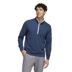Men's adidas Regular-Fit Performance Quarter-Zip Golf Pullover Top -Cheap Mens Casual Outdoor Clothing Store 5166670 Crew Navy