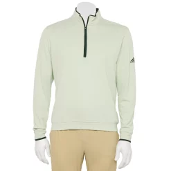 Men's adidas Regular-Fit Performance Quarter-Zip Golf Pullover Top -Cheap Mens Casual Outdoor Clothing Store 5166670 Linen Green
