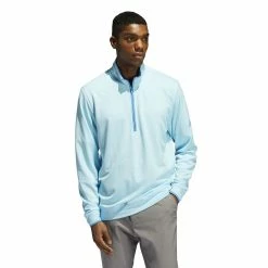 Men's adidas Regular-Fit Performance Quarter-Zip Golf Pullover Top -Cheap Mens Casual Outdoor Clothing Store 5166670 Pulse Blue