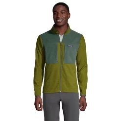 Men's Lands' End Full-Zip Grid Fleece Jacket -Cheap Mens Casual Outdoor Clothing Store 5177487 Willow