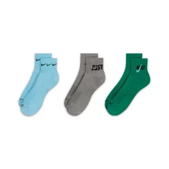 Men's Nike 3-pack Everyday Plus Cushion Ankle Training Socks -Cheap Mens Casual Outdoor Clothing Store 5182339 Blue Chili Grey Green