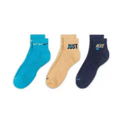 Men's Nike 3-pack Everyday Plus Cushion Ankle Training Socks -Cheap Mens Casual Outdoor Clothing Store 5182339 Blue Cream Navy