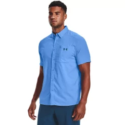 Men's Under Armour Drift Tide 2.0 Fitted Performance Button-Down Shirt -Cheap Mens Casual Outdoor Clothing Store 5185858 Carolina Blue