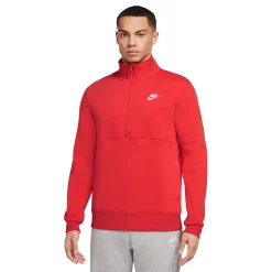 Men's Nike Club Quarter Zip Pullover -Cheap Mens Casual Outdoor Clothing Store 5189538 Light Crimson