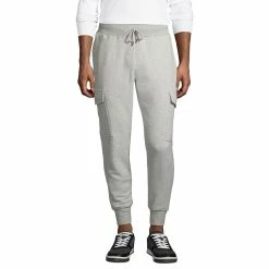 Men's Lands' End Serious Sweats Cargo Jogger Pants -Cheap Mens Casual Outdoor Clothing Store 5236233 Gray Heather