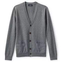 Men's Lands' End Classic-Fit Supima Cotton Cardigan Sweater -Cheap Mens Casual Outdoor Clothing Store 5236268 Charcoal Heather