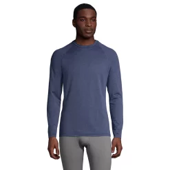 Men's Lands' End Stretch Thermaskin Long Underwear Crewneck Base Layer Top -Cheap Mens Casual Outdoor Clothing Store 5238183 Light Navy