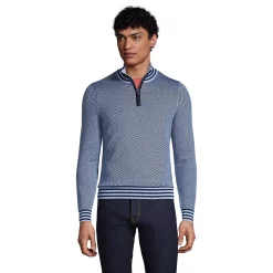 Men's Lands' End Fine Gauge Supima Quarter Zip Sweater -Cheap Mens Casual Outdoor Clothing Store 5240180 Cloudy Blue Pattern