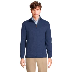 Big & Tall Lands' End Bedford Classic-Fit Ribbed Quarter-Zip Sweater -Cheap Mens Casual Outdoor Clothing Store 5243252 Medium Denim Heather