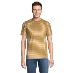 Big & Tall Lands' End Classic-Fit Supima Tee -Cheap Mens Casual Outdoor Clothing Store 5243380 Golden Brown Stripe