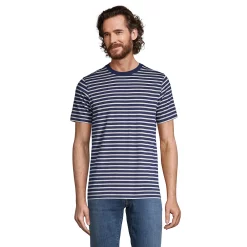 Big & Tall Lands' End Classic-Fit Supima Tee -Cheap Mens Casual Outdoor Clothing Store 5243380 Navy Ivory Stripe