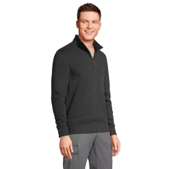 Big & Tall Lands' End Bedford Regular-Fit Rib Quarter-Zip Sweater -Cheap Mens Casual Outdoor Clothing Store 5244746 Dark Charcoal