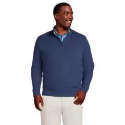 Big & Tall Lands' End Bedford Regular-Fit Rib Quarter-Zip Sweater -Cheap Mens Casual Outdoor Clothing Store 5244746 Medium Denim Heather