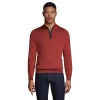 Big & Tall Lands' End Fine-Gauge Supima Quarter-Zip Sweater -Cheap Mens Casual Outdoor Clothing Store 5247533 Orange Clay Pattern