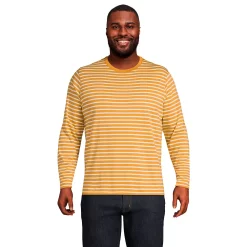 Big & Tall Lands' End Classic-Fit Supima Tee -Cheap Mens Casual Outdoor Clothing Store 5247867 Golden Brown Stripe