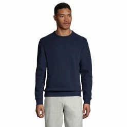Big & Tall Lands' End Serious Sweats Crewneck Sweatshirt -Cheap Mens Casual Outdoor Clothing Store 5247868 Radiant Navy