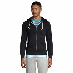 Big & Tall Lands' End Serious Sweats Full-Zip Hoodie -Cheap Mens Casual Outdoor Clothing Store 5247869 Black