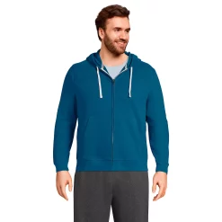 Big & Tall Lands' End Serious Sweats Full-Zip Hoodie -Cheap Mens Casual Outdoor Clothing Store 5247869 Evening Blue