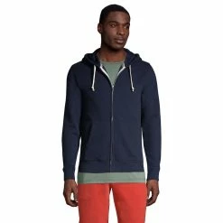 Big & Tall Lands' End Serious Sweats Full-Zip Hoodie -Cheap Mens Casual Outdoor Clothing Store 5247869 Radiant Navy