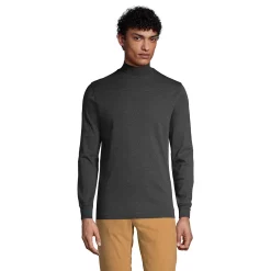 Big & Tall Lands' End Super Soft Supima Mock Turtleneck -Cheap Mens Casual Outdoor Clothing Store 5247871 Dk Charcoal Heather