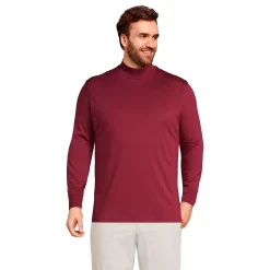 Big & Tall Lands' End Super Soft Supima Mock Turtleneck -Cheap Mens Casual Outdoor Clothing Store 5247871 Rich Burgundy