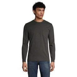 Big & Tall Lands' End Super-T Pocket Tee -Cheap Mens Casual Outdoor Clothing Store 5247872 Dk Charcoal Heather