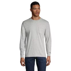 Big & Tall Lands' End Super-T Pocket Tee -Cheap Mens Casual Outdoor Clothing Store 5247872 Gray Heather