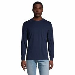 Big & Tall Lands' End Super-T Pocket Tee -Cheap Mens Casual Outdoor Clothing Store 5247872 Radiant Navy