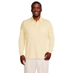 Big & Tall Lands' End Super Soft Classic-Fit Supima Pocket Polo -Cheap Mens Casual Outdoor Clothing Store 5247877 Golden Candle Light