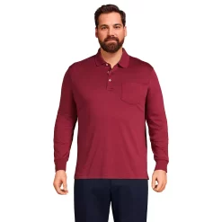 Big & Tall Lands' End Super Soft Classic-Fit Supima Pocket Polo -Cheap Mens Casual Outdoor Clothing Store 5247877 Rich Burgundy