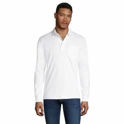 Big & Tall Lands' End Super Soft Classic-Fit Supima Pocket Polo -Cheap Mens Casual Outdoor Clothing Store 5247877 White