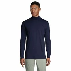 Big & Tall Lands' End Super-T Classic-Fit Mock Turtleneck -Cheap Mens Casual Outdoor Clothing Store 5247879 Radiant Navy