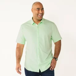 Big & Tall Apt. 9® Comfort-Knit Slim-Fit Untucked Shirt -Cheap Mens Casual Outdoor Clothing Store 5273688 Green