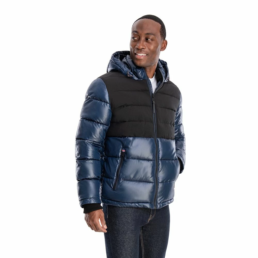 Men's TOWER by London Fog Colorblock Quilted Hooded Puffer Coat 3 Men's TOWER by London Fog Colorblock Quilted Hooded Puffer Coat