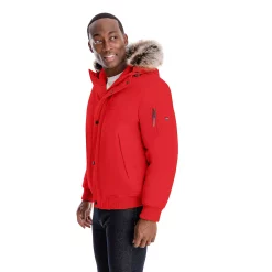 Men's London Fog Short Snorkel Hooded Bomber Jacket -Cheap Mens Casual Outdoor Clothing Store 5301225 Red