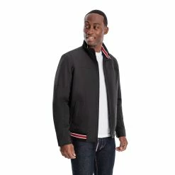 Men's London Fog Striped Bomber Jacket -Cheap Mens Casual Outdoor Clothing Store 5301227 Black