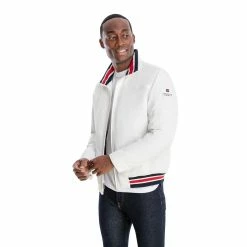 Men's London Fog Striped Bomber Jacket -Cheap Mens Casual Outdoor Clothing Store 5301227 White