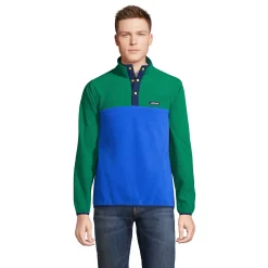 Big & Tall Lands' End Heritage Fleece Snap-Neck Pullover Top -Cheap Mens Casual Outdoor Clothing Store 5340880 Emerald Royal Cobalt