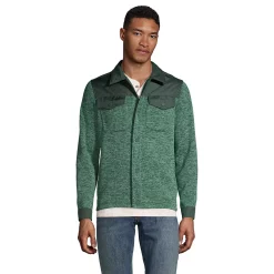 Big & Tall Lands' End Sweater Fleece Shirt Jacket -Cheap Mens Casual Outdoor Clothing Store 5340884 Green