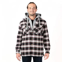 Men's Sonoma Goods For Life® Flannel Hooded Shirt Jacket -Cheap Mens Casual Outdoor Clothing Store 5470838 Black Grey Red