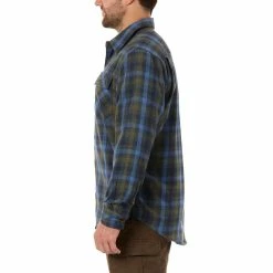 Men's Smith's Workwear Regular-Fit Plaid Two-Pocket Flannel Button-Down Shirt -Cheap Mens Casual Outdoor Clothing Store 5496892 ALT2