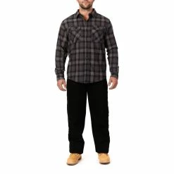 Men's Smith's Workwear Regular-Fit Plaid Two-Pocket Flannel Button-Down Shirt -Cheap Mens Casual Outdoor Clothing Store 5496892 ALT6