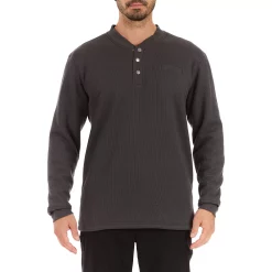 Men's Smith's Workwear Regular-Fit Sherpa Bonded Thermal Henley Pullover -Cheap Mens Casual Outdoor Clothing Store 5496893 Dark Grey