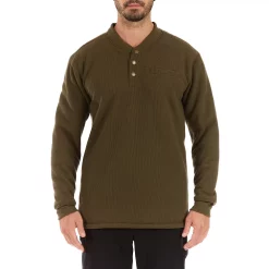 Men's Smith's Workwear Regular-Fit Sherpa Bonded Thermal Henley Pullover -Cheap Mens Casual Outdoor Clothing Store 5496893 Olive